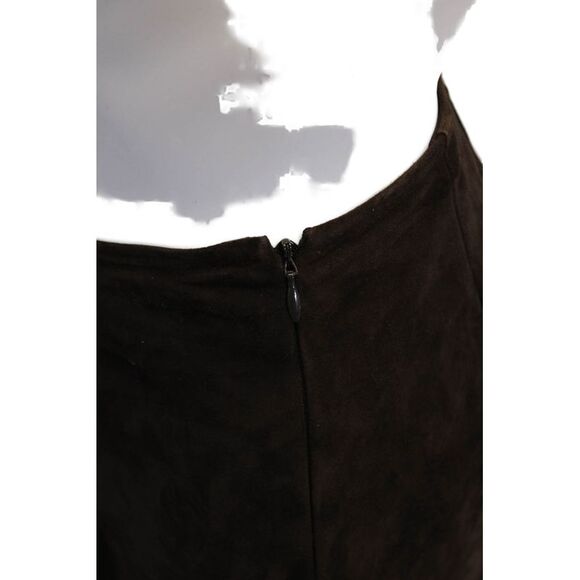 Akris Womens Suede Straight Leg Zipped High Waisted Pants Chocolate Size 14 - Picture 3 of 5